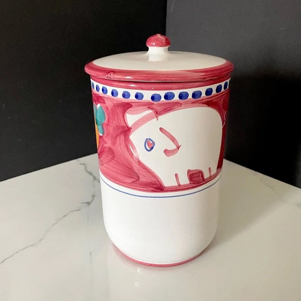 Pig Canister with Lid - Solimene Vietri